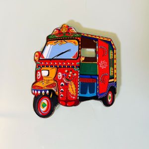 Handcrafted Rickshaw Fridge Magnet – Metal Diecast with Pakistani Truck Art