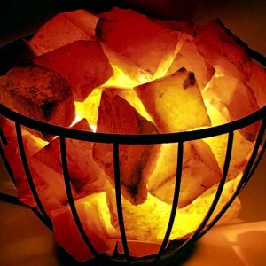 Himalayan Salt Lamp in Elegant Oval Metal Basket | Air Purifying Glow | Natural Air Purifier
