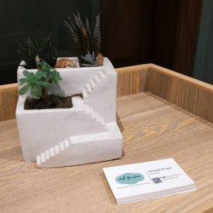 White Stair-Step Planter – Two-Level Design for Indoor/Outdoor Use | White Two-Story Stair Planter